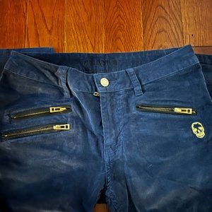 ZADIG & VOLTAIRE Evy Velours Royal Blue CORDUROY SKINNY PANTS Size 38